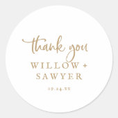金ゴールド素朴スクリプトサンキュー結婚式の引き出物シール ラウンドシール (正面)