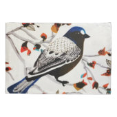 金ゴールド素朴スノーフレーク冬の鳥 枕カバー (裏面)