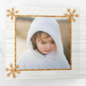 金ゴールド素朴スノーフレークChristmas 4 Photo 三つ折りクリスマスカード (内部最初)