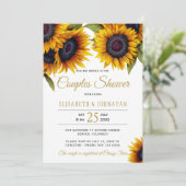 金ゴールド素朴スフラワーエレガントカップルのシャワー 招待状 (スタンド正面)