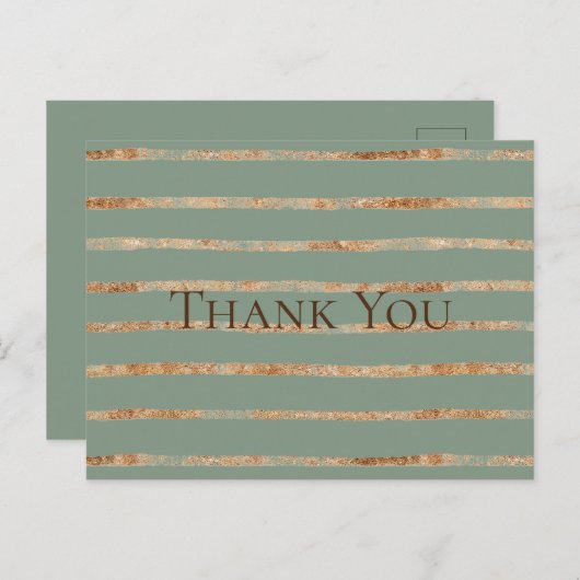 金ゴールド素朴セージ緑ありがとう ポストカード (正面/裏面)