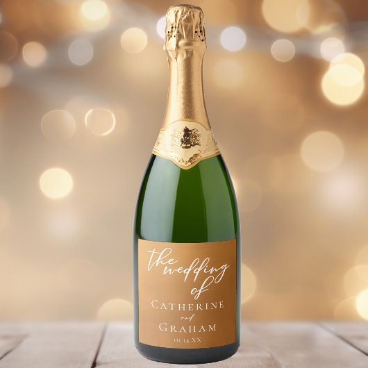 金ゴールド素朴タンアーストーシンプルン秋の結婚式 スパークリングワインラベル