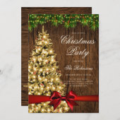 金ゴールド素朴ツリー招待状プログラムメニュー 招待状 (正面/裏面)