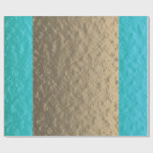 金ゴールド素朴ティール（緑がかった色）ブルークリエレガントスマスホリデー ラッピングペーパー (フラット)