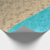 金ゴールド素朴ティール（緑がかった色）ブルークリエレガントスマスホリデー ラッピングペーパー (角)