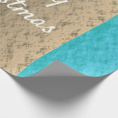 金ゴールド素朴ティール（緑がかった色）ブルーメリエレガントークリスマス ラッピングペーパー (角)