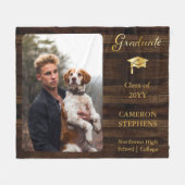 金ゴールド素朴トーン付き木材の大学院写真 フリースブランケット (正面(横))