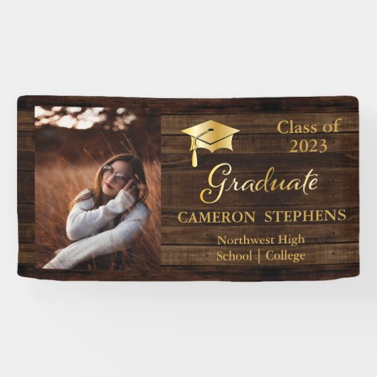 金ゴールド素朴トーン付き木材フォトバナー 横断幕 (横)