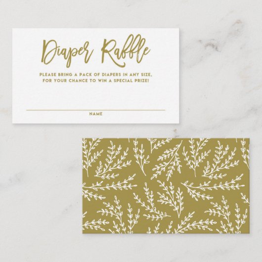 金ゴールド素朴ハンドレタリングおむつラッフルカード エンクロージャーカード (正面/裏面)