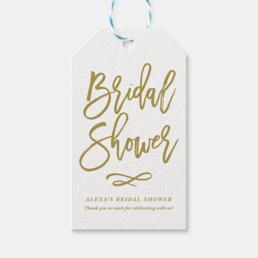 金ゴールド素朴ハンドレタリングブライダルシャワーギフトラベル ギフトタグ (正面)