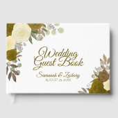 金ゴールド素朴バラエレガントフローラボホシック結婚ス ゲストブック (正面)