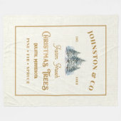 金ゴールド素朴バーラップクリスマスツリーファーム フリースブランケット (正面(横))