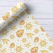 金ゴールド素朴パインコーンホリデイクリスマス ラッピングペーパー