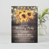 金ゴールド素朴ヒマワリ50th誕生日パーティー 招待状 (スタンド正面)