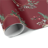 金ゴールド素朴フレームベリーピネコンリースクリスマス ラッピングペーパー (ロールコーナー)