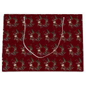 金ゴールド素朴フレームベリーピネコンリースクリスマス ラージペーパーバッグ (正面)