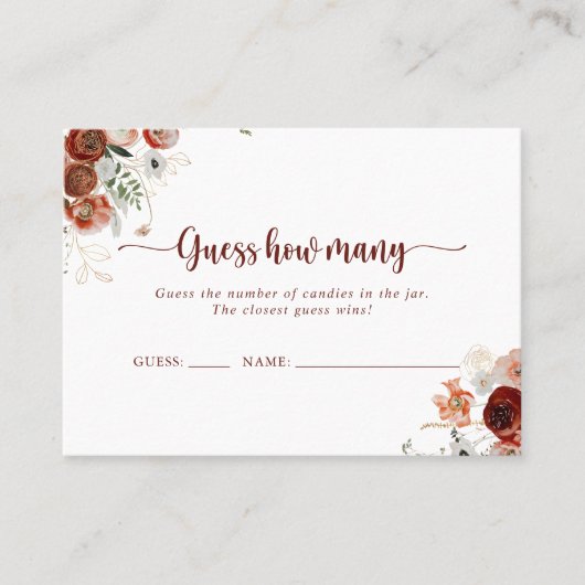 金ゴールド素朴フローラはゲームカードの数を推測 名刺 (正面)