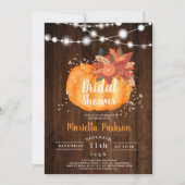 金ゴールド素朴フローラウッドライト秋ブライダルシャワー 招待状 (正面)
