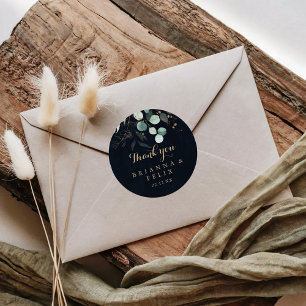 金ゴールド素朴フローラサンキューブルー結婚式の引き出物 ラウンドシール