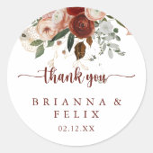 金ゴールド素朴フローラサンキュー結婚式の引き出物 ラウンドシール (正面)
