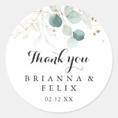 金ゴールド素朴フローラサンキュー結婚式の引き出物 ラウンドシール (正面)