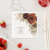 金ゴールド素朴フローラパンパスグラス結婚ズ スタンダードカクテルナプキン (インサイチュ)