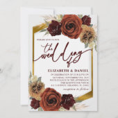 金ゴールド素朴フローラパンパスグラス結婚ズ 招待状 (正面)