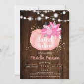 金ゴールド素朴フローラパンプキンライト秋スイート16 招待状 (正面)