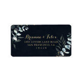 金ゴールド素朴フローラブルーウェディングRSVP住所 シール (正面)