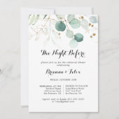 金ゴールド素朴フローラ夜リハーサル夕食前 招待状 (正面)