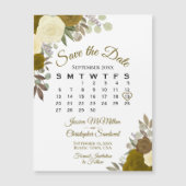 金ゴールド素朴フローラ日付カレンダー磁石の保存 (正面)