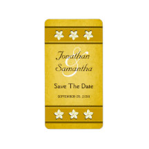 金ゴールド素朴フローラ日付ワインラベルを保存