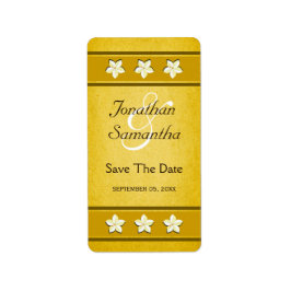 金ゴールド素朴フローラ日付ワインラベルを保存 ラベル