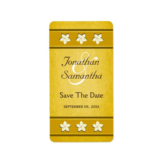 金ゴールド素朴フローラ日付ワインラベルを保存 ラベル (正面)