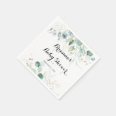 金ゴールド素朴フローラ書道赤ちゃんシャワー スタンダードカクテルナプキン (角)