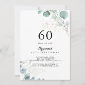 金ゴールド素朴フローラ書道60th誕生日パーティー 招待状 (正面)