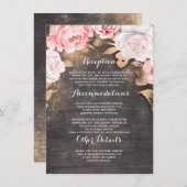 金ゴールド素朴フローラ結婚インフォメーションゲスト エンクロージャーカード (正面/裏面)