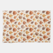 金ゴールド素朴ブラウンウォーター色紅葉パターン キッチンタオル (横)
