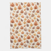 金ゴールド素朴ブラウンウォーター色紅葉パターン キッチンタオル (縦)