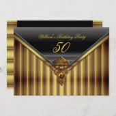 金ゴールド素朴ブラックメタルロックバースデーパーティー 招待状 (正面/裏面)