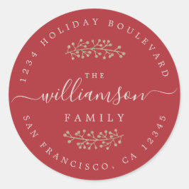 金ゴールド素朴ベリースパイグレッドクリスマス ラウンドシール