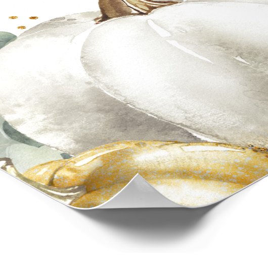 金ゴールド素朴ホワイトパンプキ結婚ンの座席表 ポスター (角)