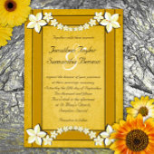 金ゴールド素朴ホワイトフローラカスタムウェディング招待状 招待状