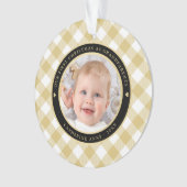 金ゴールド素朴ホワイトプレイド最初の祖父母の写真 オーナメント (正面)