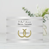 金ゴールド素朴ホースシューズシルバーWht Hブライダルシャワー 招待状 (スタンド正面)