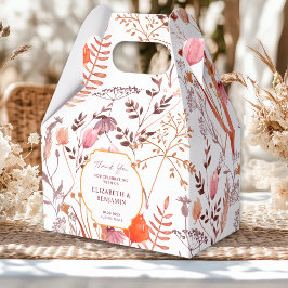 金ゴールド素朴ボホシックワイルドフラワーズ秋の結婚式 フェイバーボックス