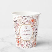 金ゴールド素朴ボホシック秋ワイルドフラワー結婚ズ 紙コップ (裏面)