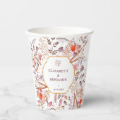 金ゴールド素朴ボホシック秋ワイルドフラワー結婚ズ 紙コップ (正面)