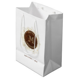 金ゴールド素朴モノグラムGroomsmen ミディアムペーパーバッグ