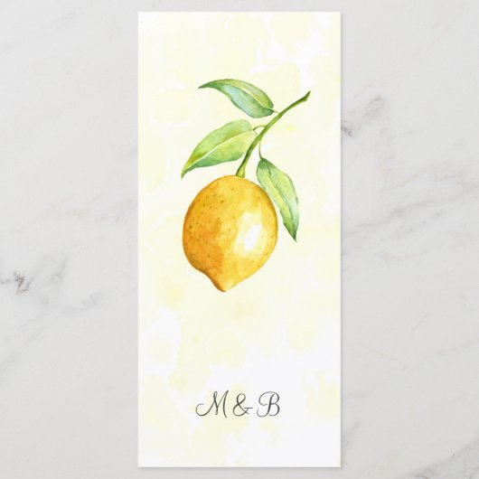 金ゴールド素朴リースレモンサマー結婚ズのメニューカード メニュー (裏面)